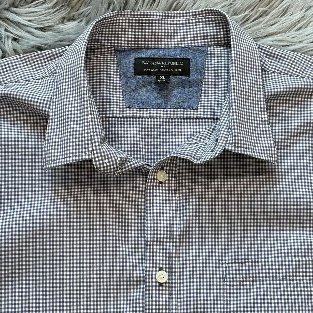 Banana Republic Soft Wash Tailored Slim Fit Work-wear Button Up Collared Size XL